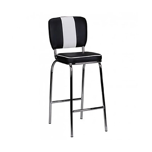 Mes Tabouret de bar 40x38x110 cm aspect cuir noir et blanc