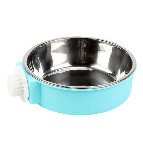 Bol pour chien suspendu couleur bonbon en acier inoxydable amovible eau alimentation arcs arcs-Bleu-S