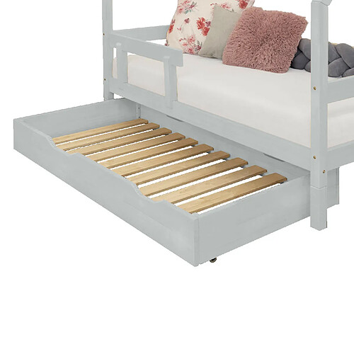 Youdoit Tiroir de lit 120 x 200 avec sommier BUDDY - gris clair