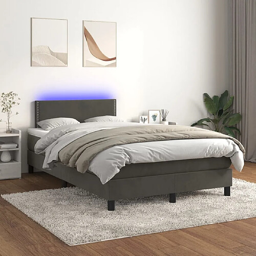 Sommier à lattes LED,Cadre à lattes de lit avec matelas pour Adulte Gris foncé 120x200 cm -MN36087