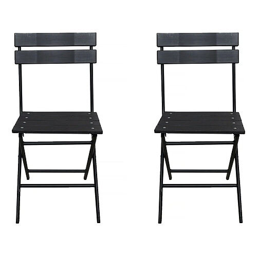 Habitat Et Jardin Lot de 2 chaises de jardin pliable en plastique Tenerife - Gris anthracite