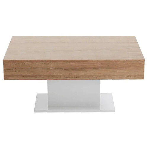 FMD Table basse chêne antique et blanc