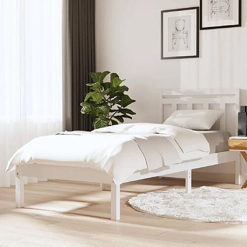 vidaXL Cadre de lit sans matelas blanc bois massif