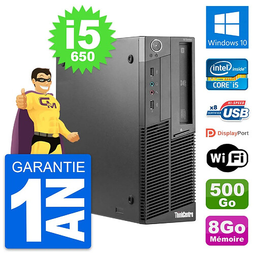 PC Lenovo ThinkCentre M90 SFF Intel i5-650 RAM 8Go Disque 500Go Windows 10 Wifi · Occasion