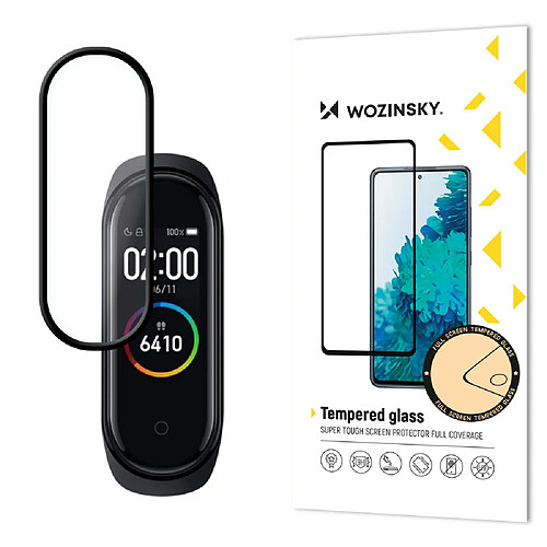 Ozzzo wozinsky super durable full glue full screen film avec cadre coque friendly xiaomi mi band 6 / mi band 5 noir