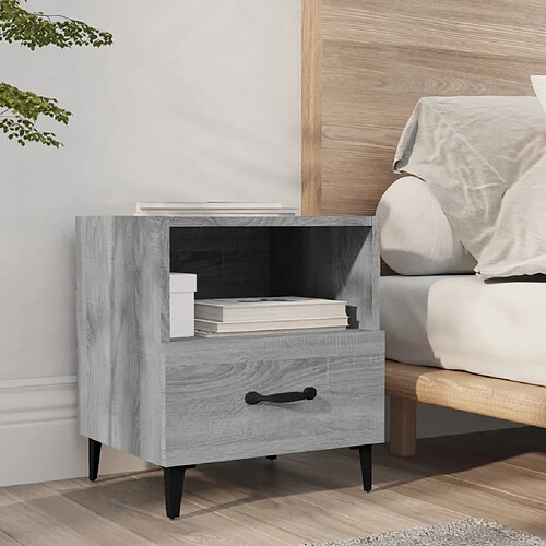 Maison Chic Table de chevet,Table de nuit,Table d'appoint pour salon Sonoma gris Bois d'ingénierie -MN21244