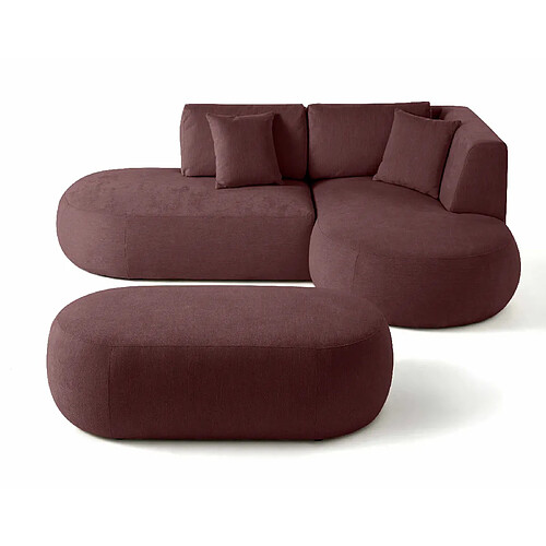 Lisa Design Santorini - canapé modulable d'angle droit + pouf - 4 places - en tissu texturé