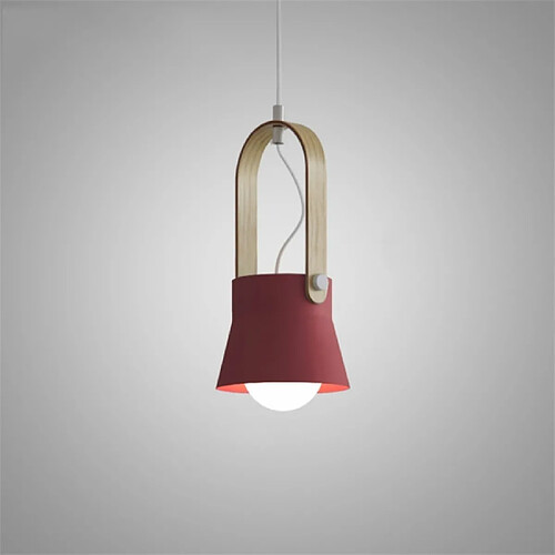 Wewoo Suspension luminaire Lustre Lampe Suspendue Grain de bois créatif simple personnalité restaurant tête étude chambre Macaron Bar petite sans source de lumièretaille S rouge