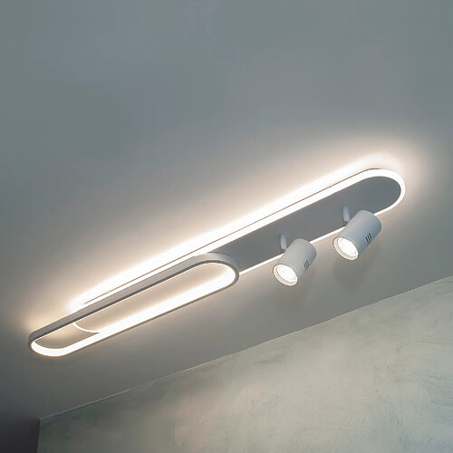 Plafonnier moderne à LED 50 W plafonnier à lumière indirecte 2 spots GU10 bureau 4000lm 230V 100cm LUMIÈRE 6500K