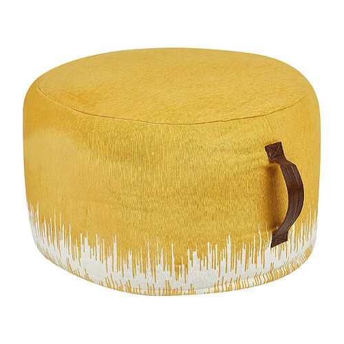 Beliani Pouf 50 x 30 cm jaune et blanc KAWAI