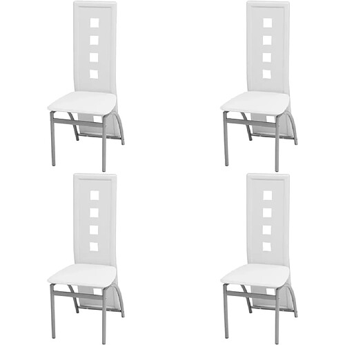 Decoshop26 Lot de 4 chaises de salle à manger cuisine intemporelles en synthétique blanc CDS021250