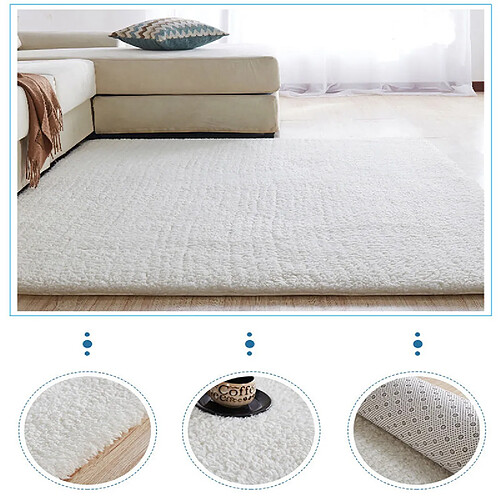 LUUCOZK Tapis moelleux en fausse fourrure, tapis à poils longs pour chambre à coucher, salon, blanc lait-40x60 cm