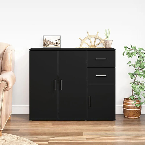 vidaXL Buffet Noir 91x29,5x75 cm Bois d'ingénierie