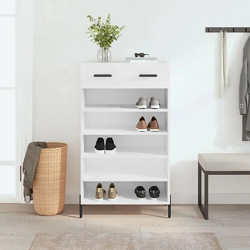 Maison Chic Armoire à Chaussures,Meuble de Rangement à Chaussures blanc 60x35x105 cm bois d'ingénierie -MN55447