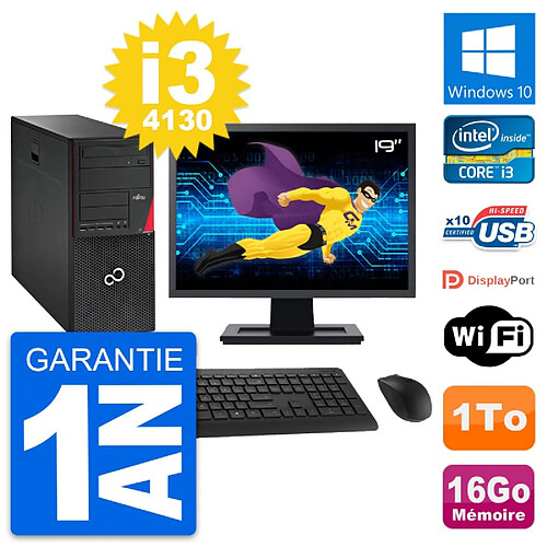 PC Tour Fujitsu P720 Ecran 19" Intel i3-4130 RAM 16Go Disque 1To Windows 10 Wifi · Occasion