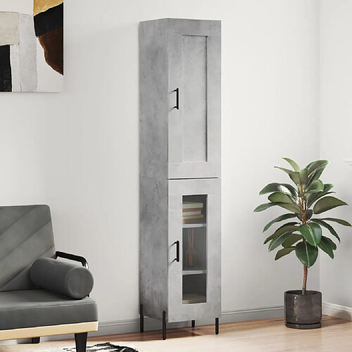 vidaXL Buffet haut Gris béton 34,5x34x180 cm Bois d'ingénierie