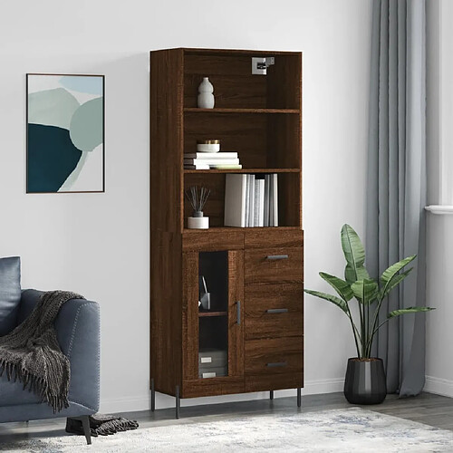 Maison Chic Buffet,Meuble de Rangement,commode pour salon,Cuisine Chêne marron 69,5x34x180 cm Bois d'ingénierie -MN95961