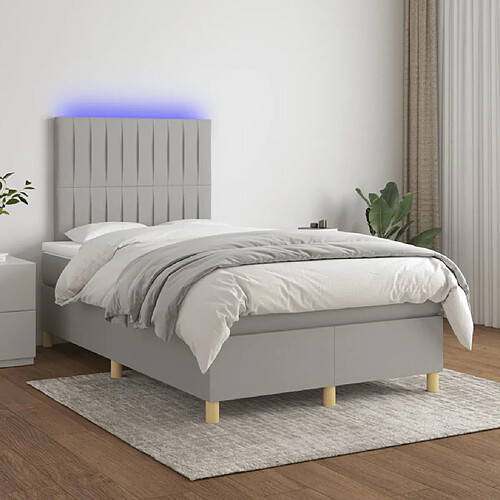 Sommier à lattes et matelas LED,Cadre à lattes de lit pour Adulte Gris clair 120x200 cm Tissu -MN73047