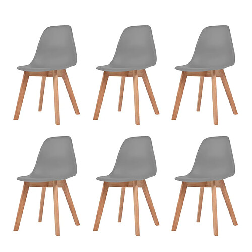 vidaXL Chaises à manger lot de 6 Gris Plastique