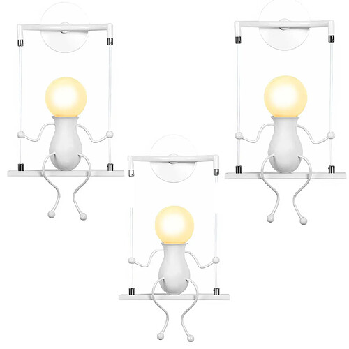 Stoex 3x Applique Murale Simple Poupée De Mode Balançoire Enfants Lampe Mur Moderne Gens Fer Salon Chambre Créative Lumière (