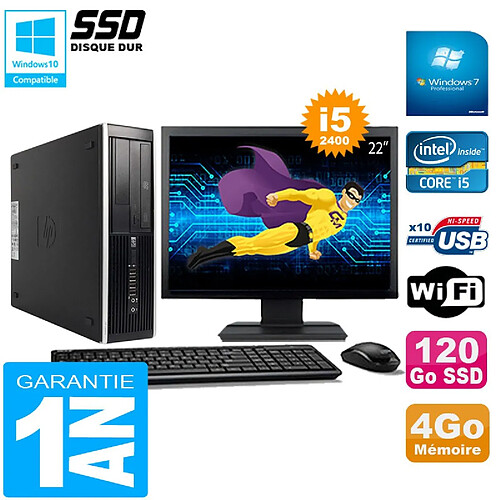 PC HP Compaq Pro 6300 SFF I5-2400 4Go 120Go SSD Graveur DVD Wifi W7 Ecran 22" · Occasion