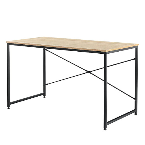 Helloshop26 Bureau poste de travail ordinateur table MDF 120 cm beige et noir 03_0003511