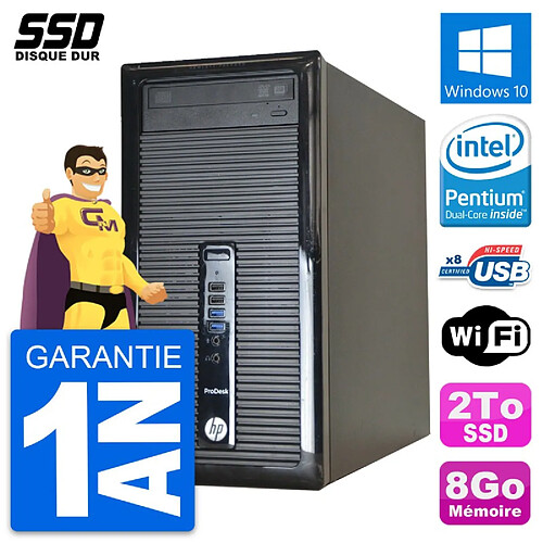 PC Tour HP ProDesk 400 G1 Intel Pentium G3220 RAM 8Go SSD 2To Windows 10 Wifi · Occasion