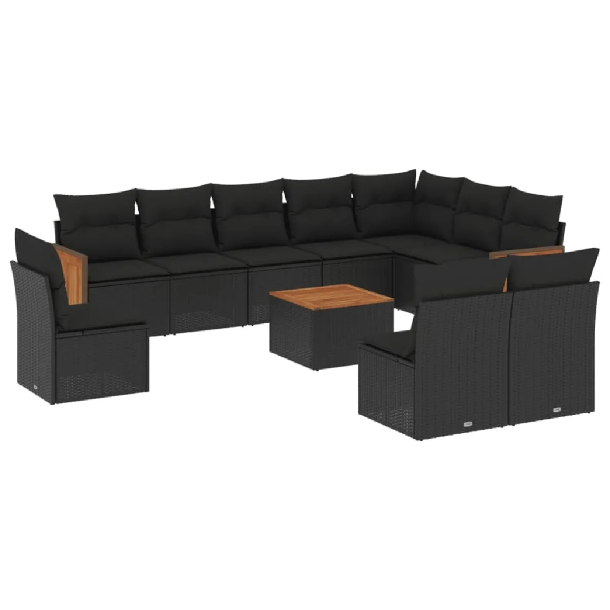 Maison Chic Salon de jardin 11 pcs avec coussins, Ensemble Tables et chaises d'extérieur noir résine tressée -GKD414608