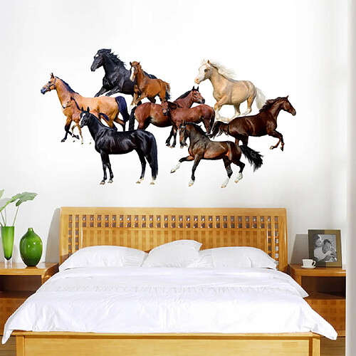 70x50cm 9pcs pvc cheval autocollants muraux autocollants mural décoration murale artistique