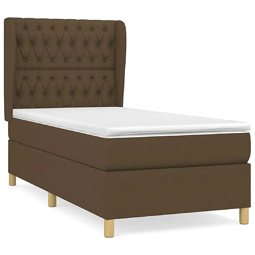 Maison Chic Structures de lit + matelas,Lit à sommier tapissier avec matelas Marron foncé 100x200 cm -MN42747