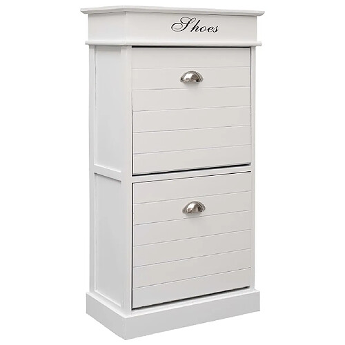 Maison Chic Armoire à Chaussures,Meuble de Rangement à Chaussures Blanc 50 x 28 x 98 cm Bois de Paulownia -MN94898