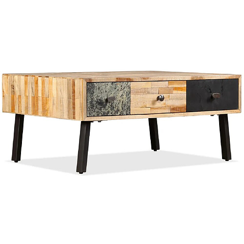 vidaXL Table basse Teck de récupération massif 90x65x40 cm