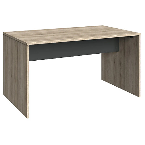 Pegane Meuble de bureau coloris Imitation chêne San Remo, rechampis graphite - longueur 140 x hauteur 72 x profondeur 40 cm