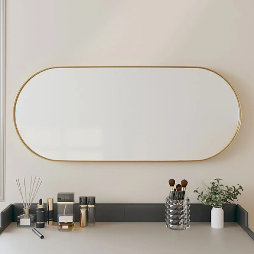 vidaXL Miroir mural Doré 25x60 cm Ovale