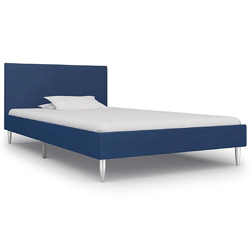 vidaXL Cadre de lit sans matelas bleu tissu 90x200 cm