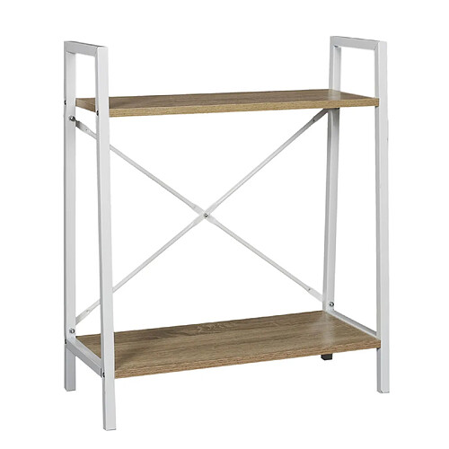 The Home Deco Factory Etagère à 2 planches en bois et métal - L. 60 x H. 70 cm. - Blanc