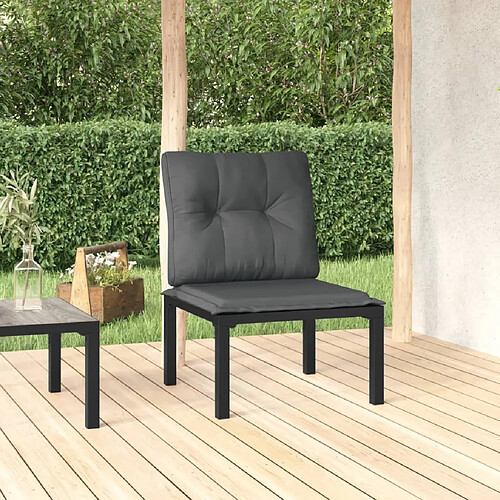 vidaXL Chaise de jardin avec coussins noir/gris résine tressée