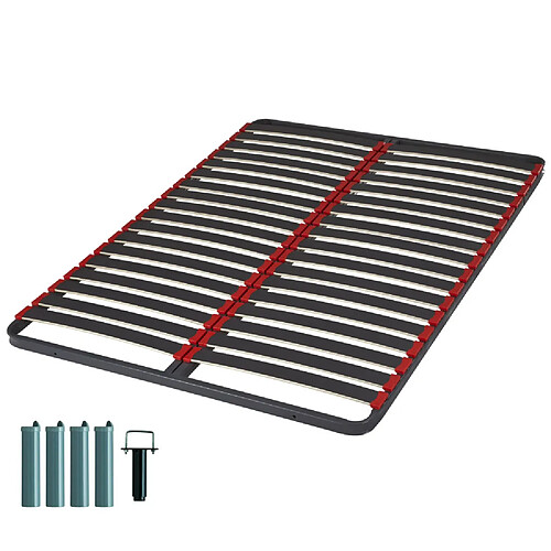 Ebac Sommier à lattes + pieds 120x190 C39 - 36 lattes bois - Fabrication française