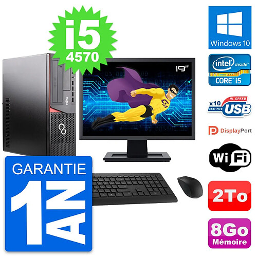 PC Fujitsu E920 DT Ecran 19" Intel i5-4570 RAM 8Go Disque 2To Windows 10 Wifi · Occasion