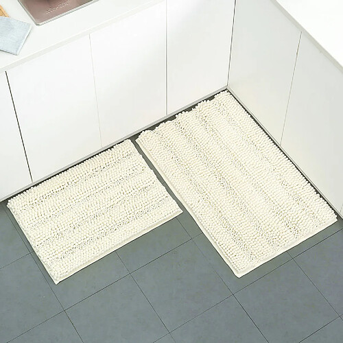 LUUCOZK Tapis de bain antidérapants absorbants à séchage rapide pour salle de bain - Blanc lait-43x122cm