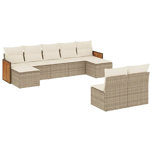 Maison Chic Salon de jardin avec coussins 9 pcs | Ensemble de Table et chaises | Mobilier d'Extérieur beige résine tressée -GKD73237