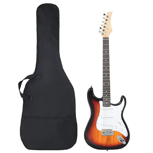 vidaXL Guitare électrique de débutants et sac marron et blanc 4/4 39"