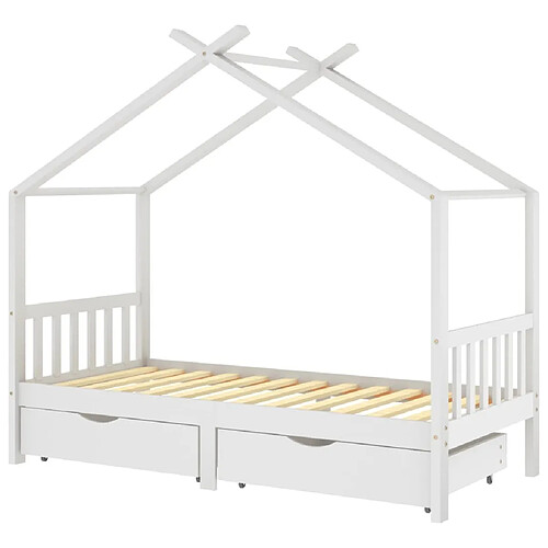 Maison Chic Lit d'Enfant Chambre - Cadre de lit pour enfant avec tiroirs blanc pin massif 90x200 cm -MN99842