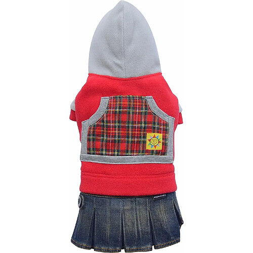 Doggy dolly C080 Robe en Jean avec Polaire Rouge