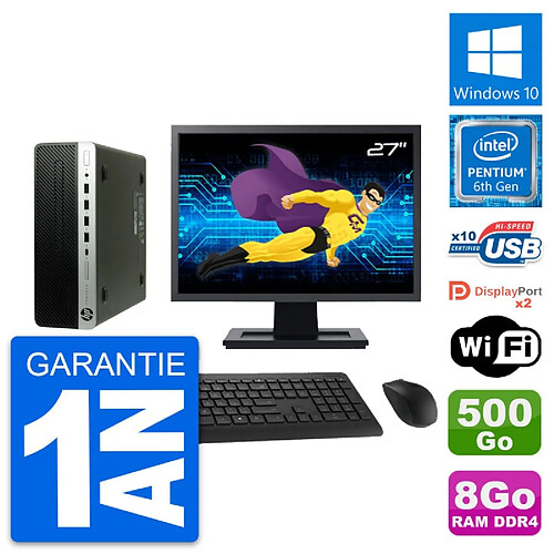 PC HP ProDesk 600 G3 SFF Ecran 27" G4400 RAM 8Go Disque 500Go Windows 10 Wifi · Occasion