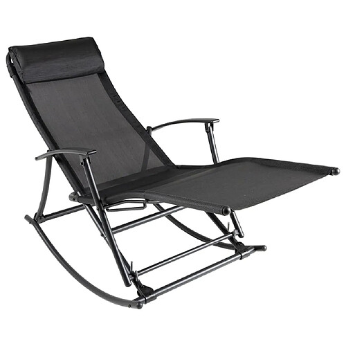 vidaXL Chaise à bascule de jardin Acier et textilène Noir