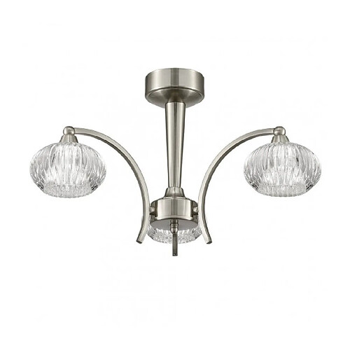 Luminaire Center Plafonnier nickel satiné Ripple 3 Ampoules