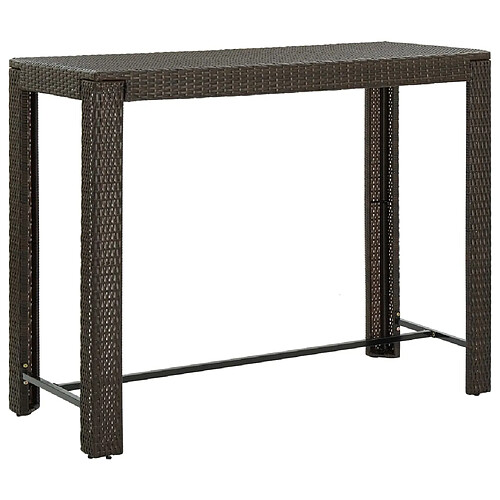 vidaXL Table de bar de jardin Marron 140,5x60,5x110,5cm Résine tressée