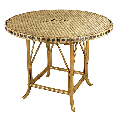 Aubry Gaspard Table ronde en rotin patiné et coloré Surabaya Ø 120.