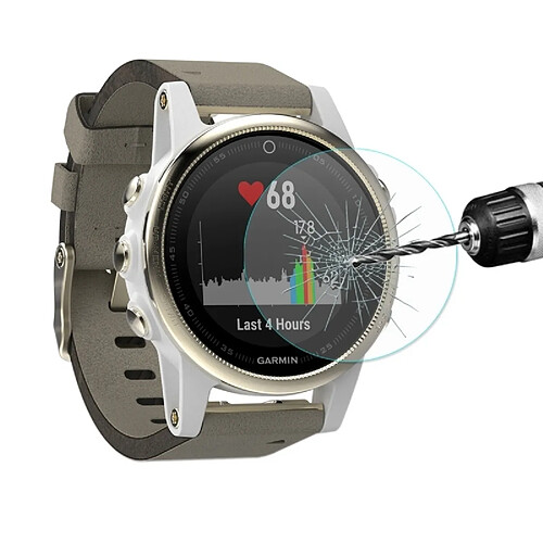 Wewoo Film protecteur écran pour Garmin Fenix 5S Smartwatch 0.2mm 9 H Dureté de Surface 2.15 D Antidéflagrant Sérigraphié Verre Trempé Plein